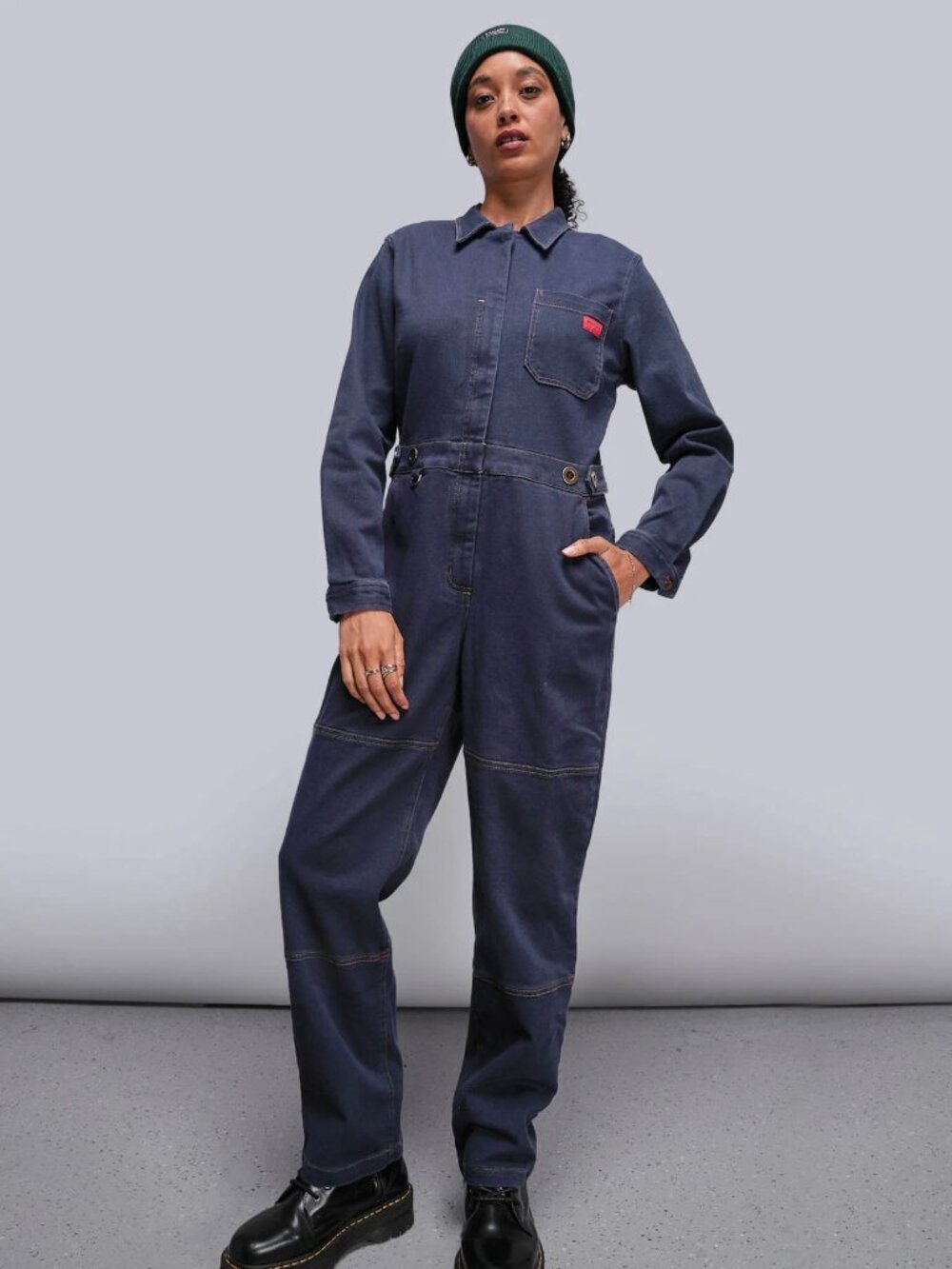 Wildfang The Essential Denim High Waisted Long Sleeve Coverall